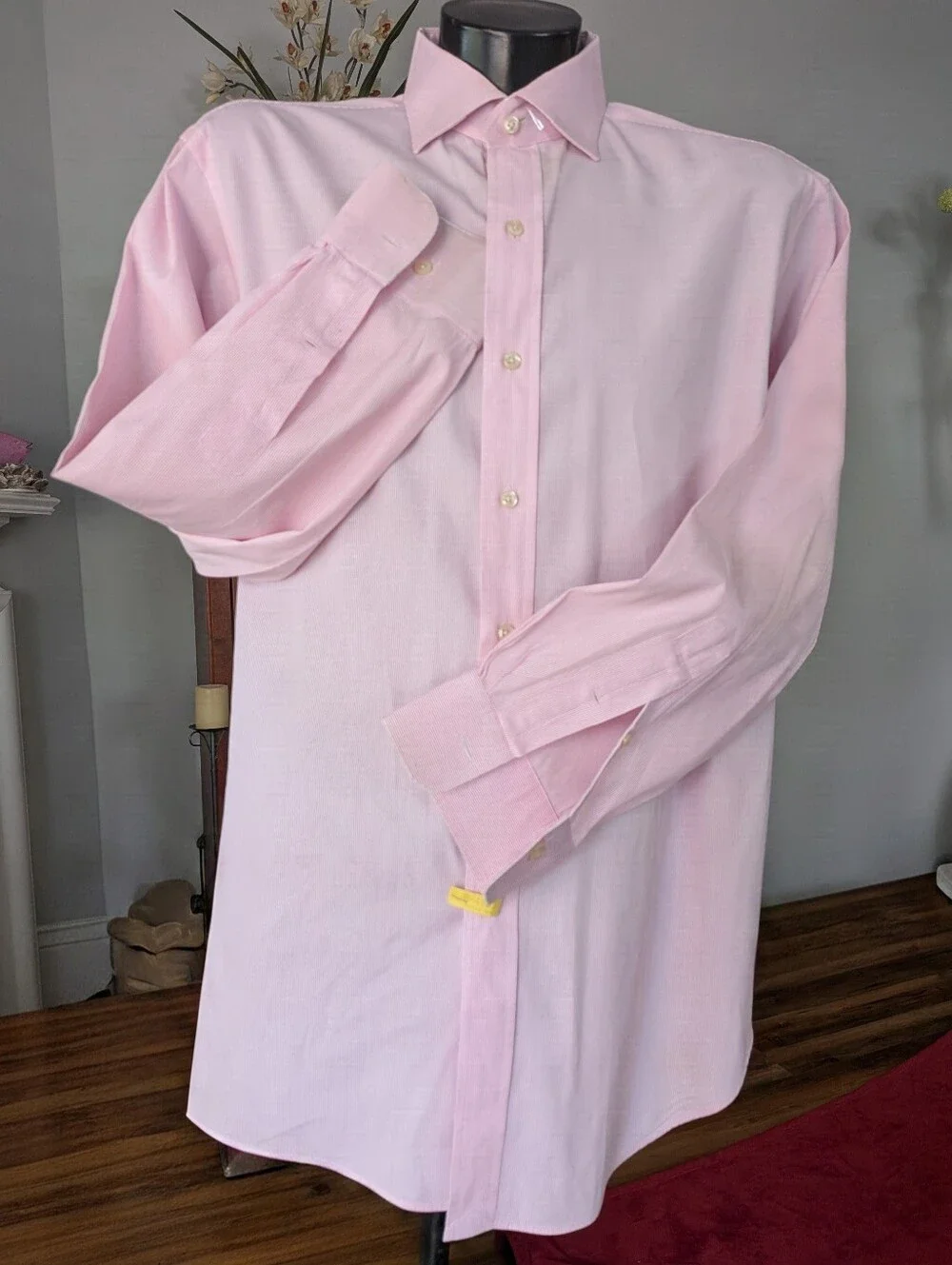 Polo Ralph Lauren Regent Mens Classic Fit Dress Shirt Pink White Stripe 17 32-33
